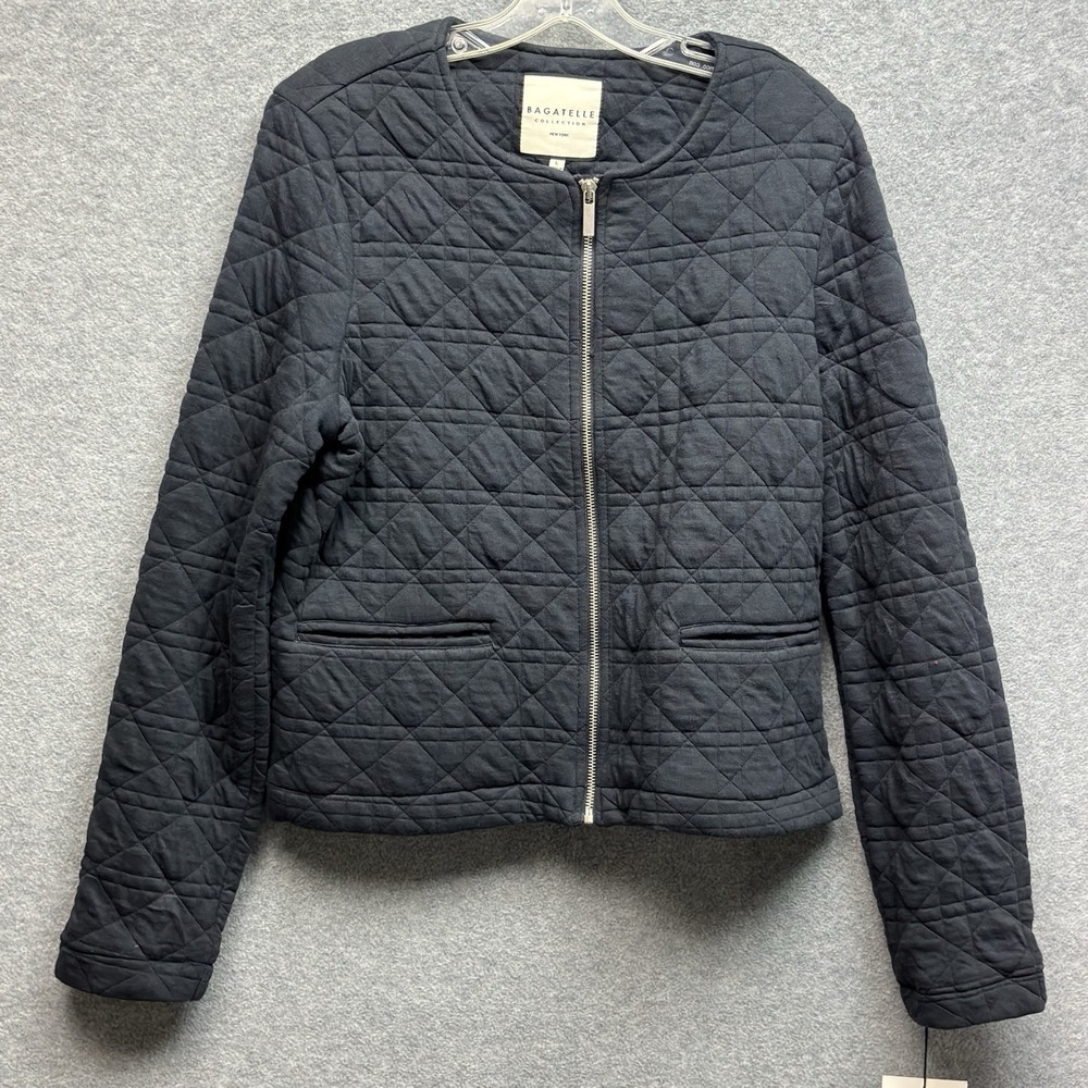 bagatelle Quilted Black Zip-Front Jacket